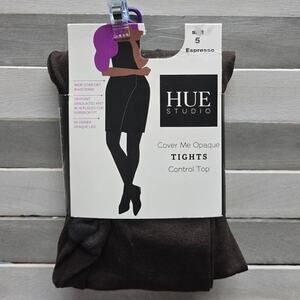 Women's 90D Cover Me Opaque Control Top Tights - Espresso | Hue Studio | 5